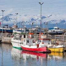 Boote im Hafen und auf dem "Trockendock"